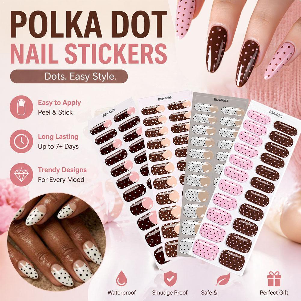 Polka Dot Gel Nail Strips Full - đánh giá và giá Full Cover Adhesive
